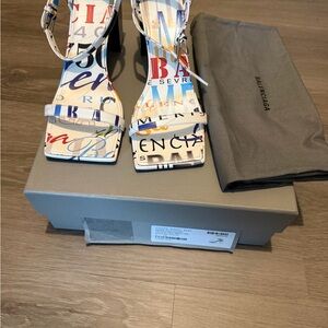 Balenciaga White Multicolor Logo Heels